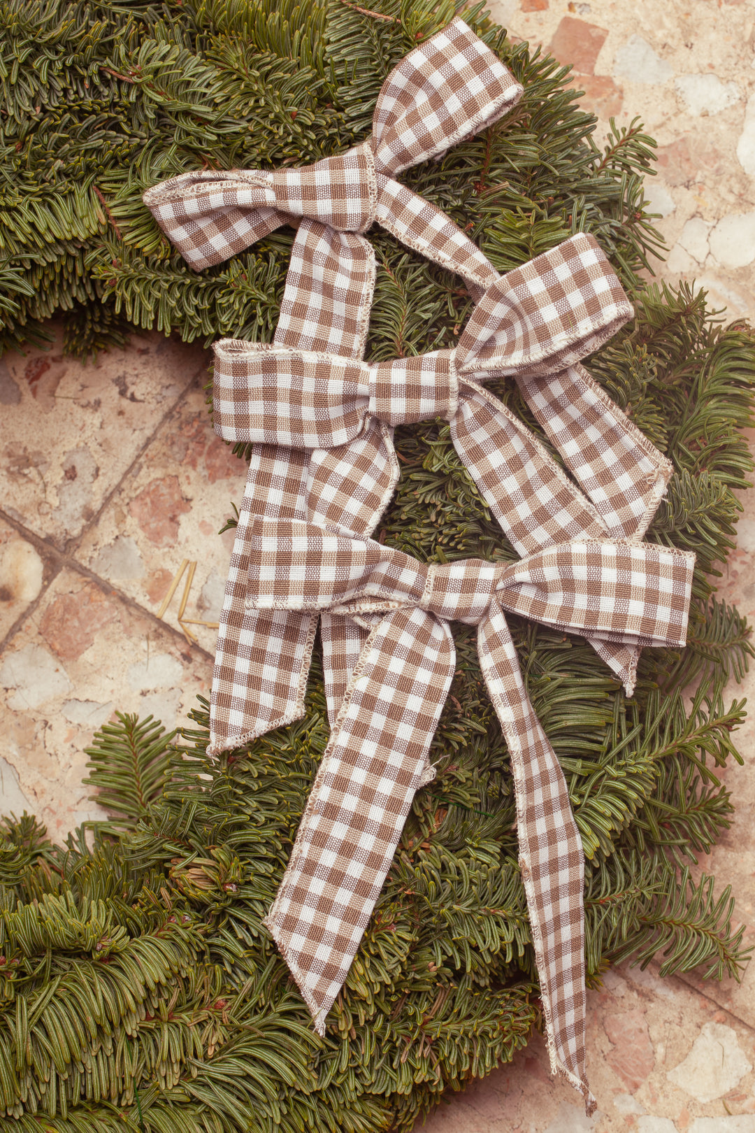 Adorno navidad lazos vichy piedra (pack de 3)