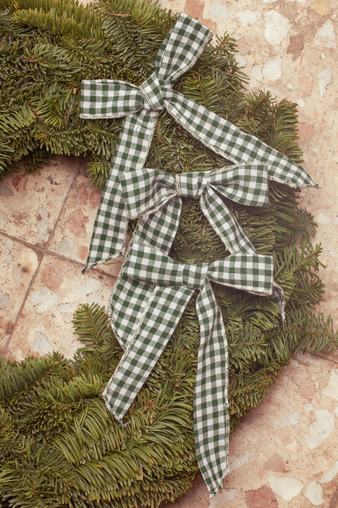 Adorno navidad lazos vichy verde (pack de 3)