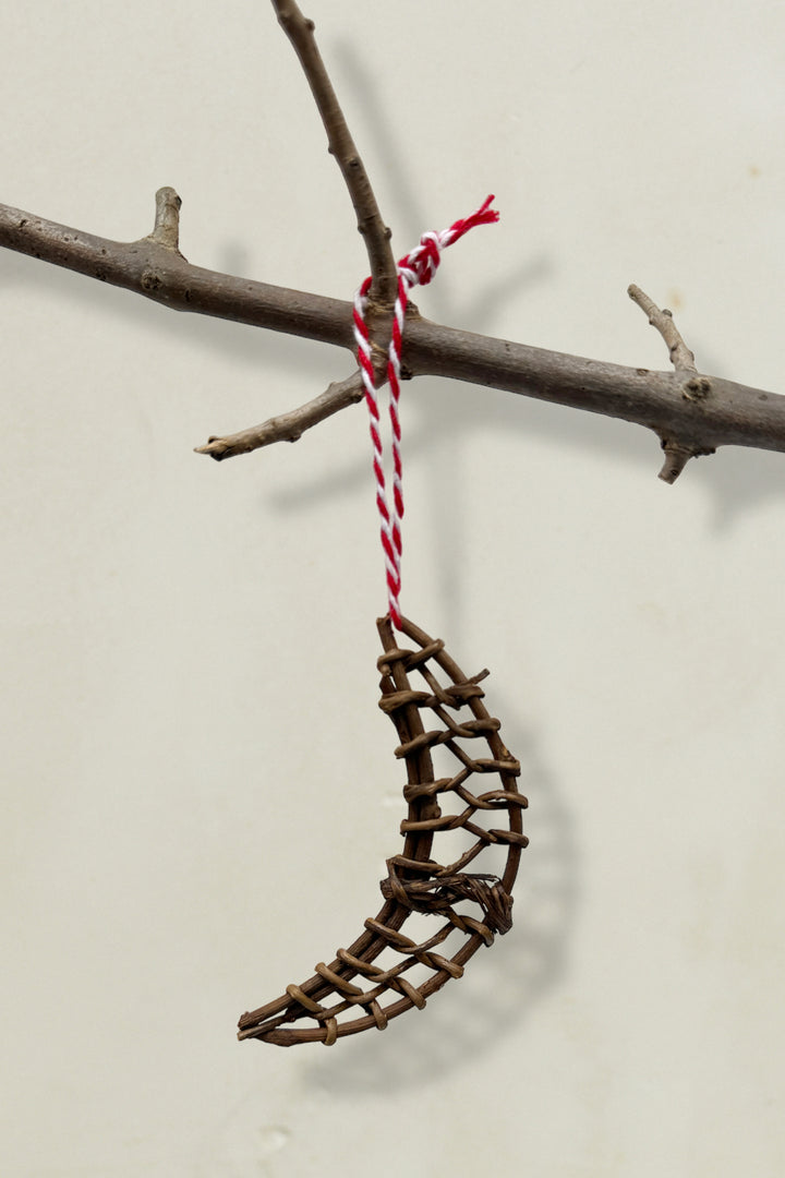 Adorno navidad mimbre luna