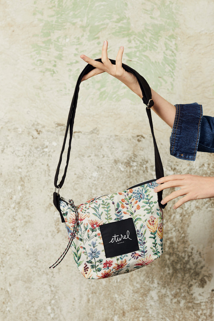 Bolso bandolera tejido jacquard azaleas mano