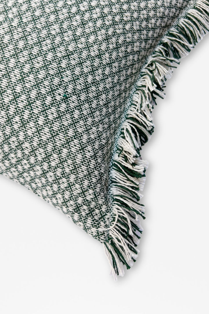 Funda cojín ojo de perdiz verde 30cmx45cm
