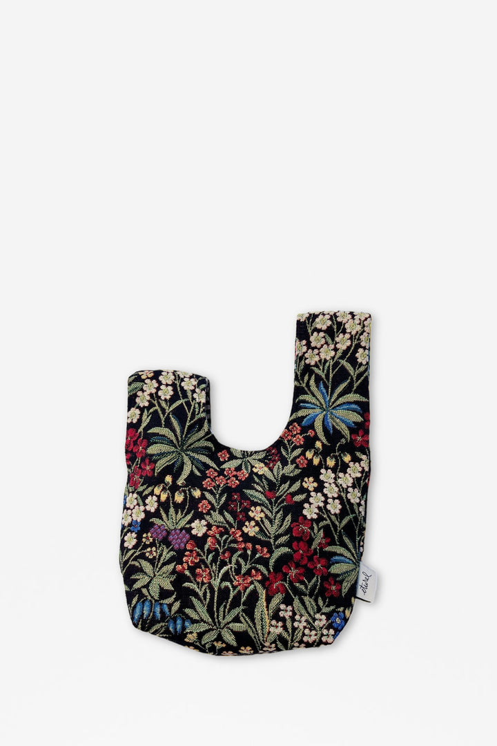 Bolso hatillo mini tejido jacquard flores margaritas