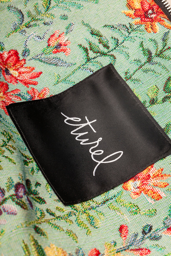 Bolso bandolera tejido jacquard azaleas celeste