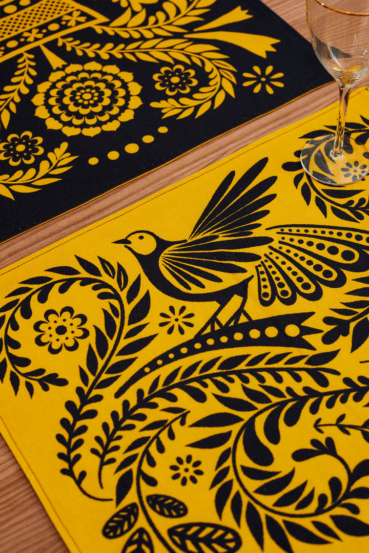 Mantel individual reversible folklore amarillo (pack de 2)