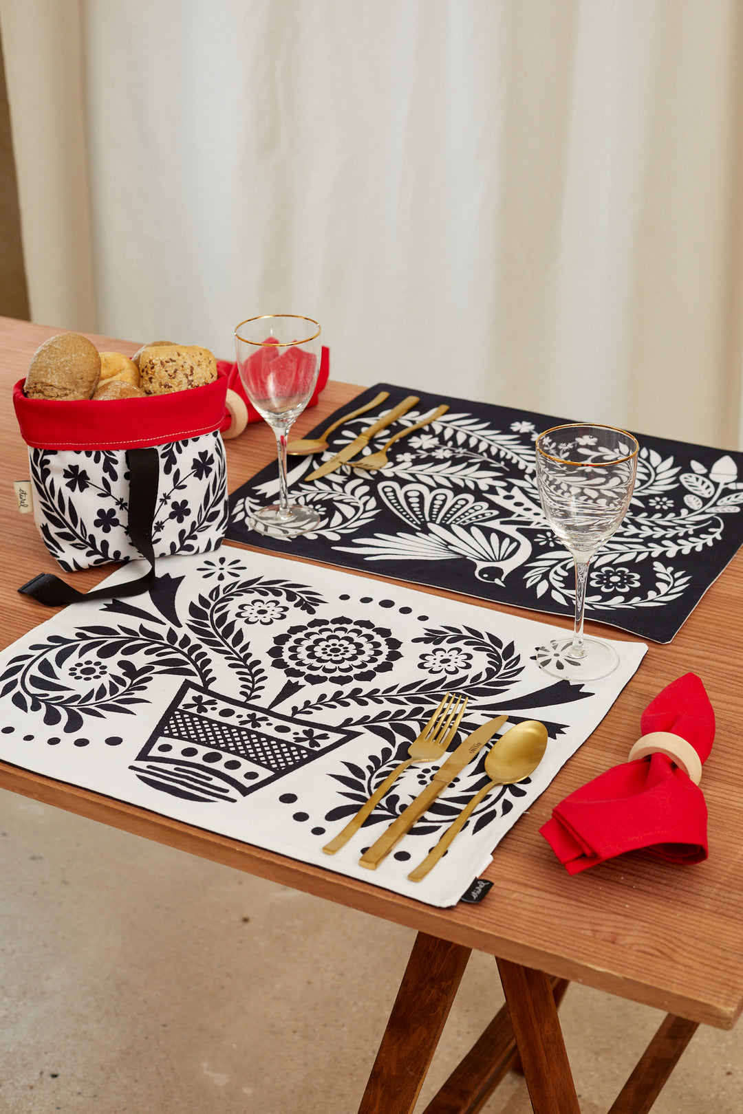 Mantel individual reversible folklore blanco (pack de 2)