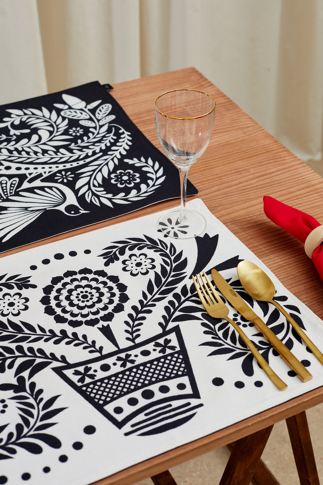 Mantel individual reversible folklore blanco (pack de 2)