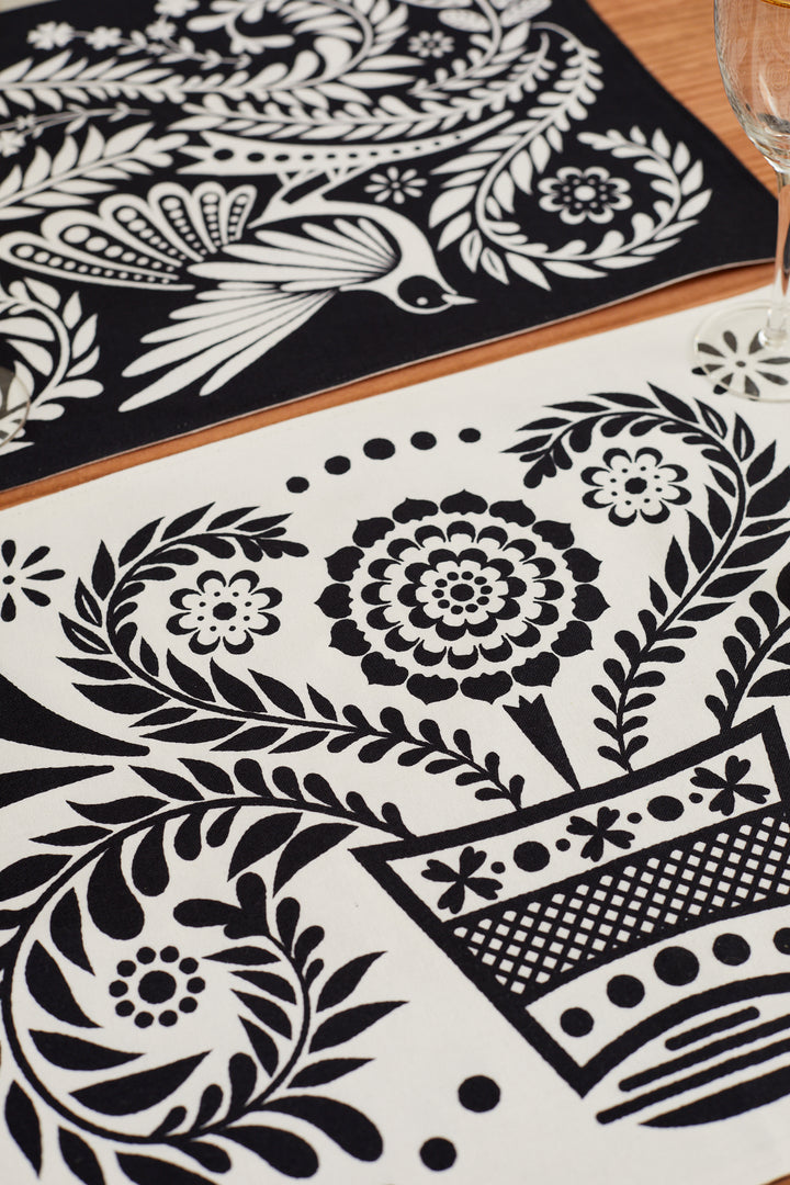 Mantel individual reversible folklore blanco (pack de 2)