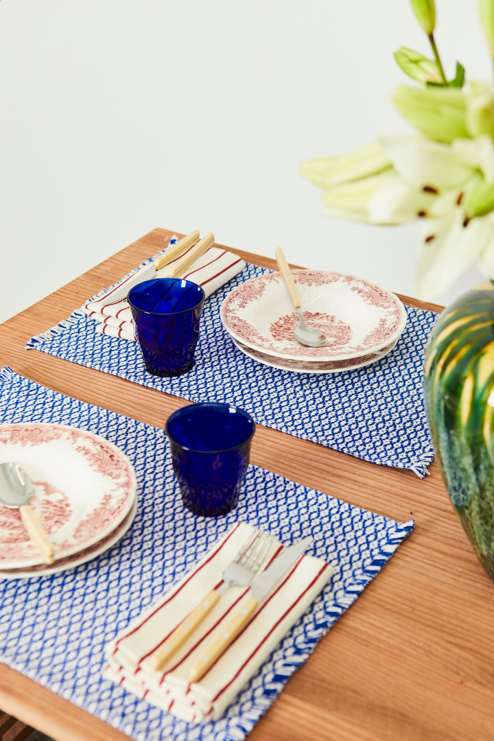Mantel individual ojo de perdiz azul (pack de 2)