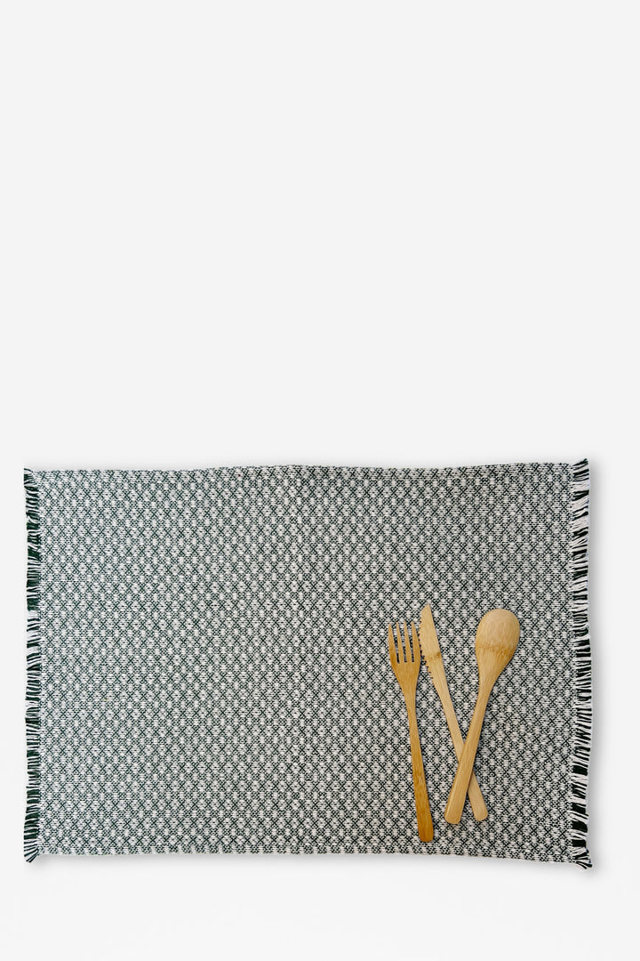 Mantel individual ojo de perdiz verde (pack de 2)