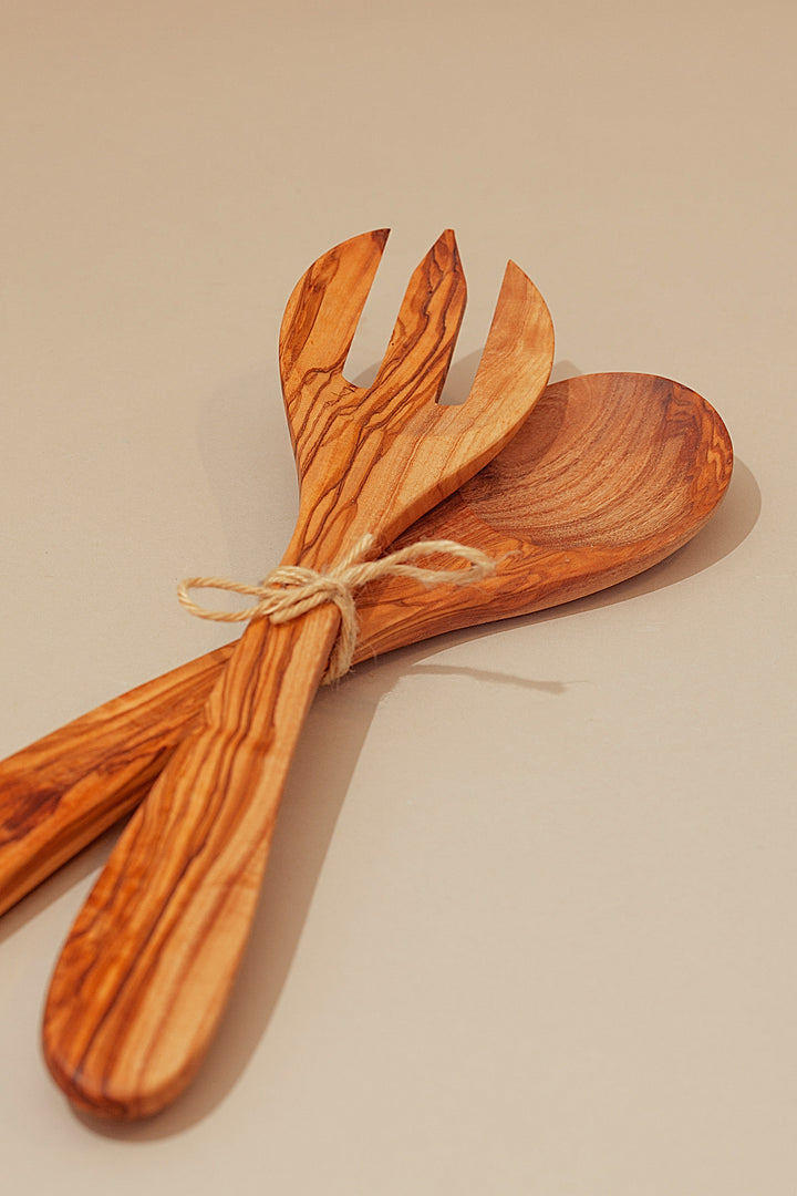 Pack cuchara y tenedor de madera de olivo