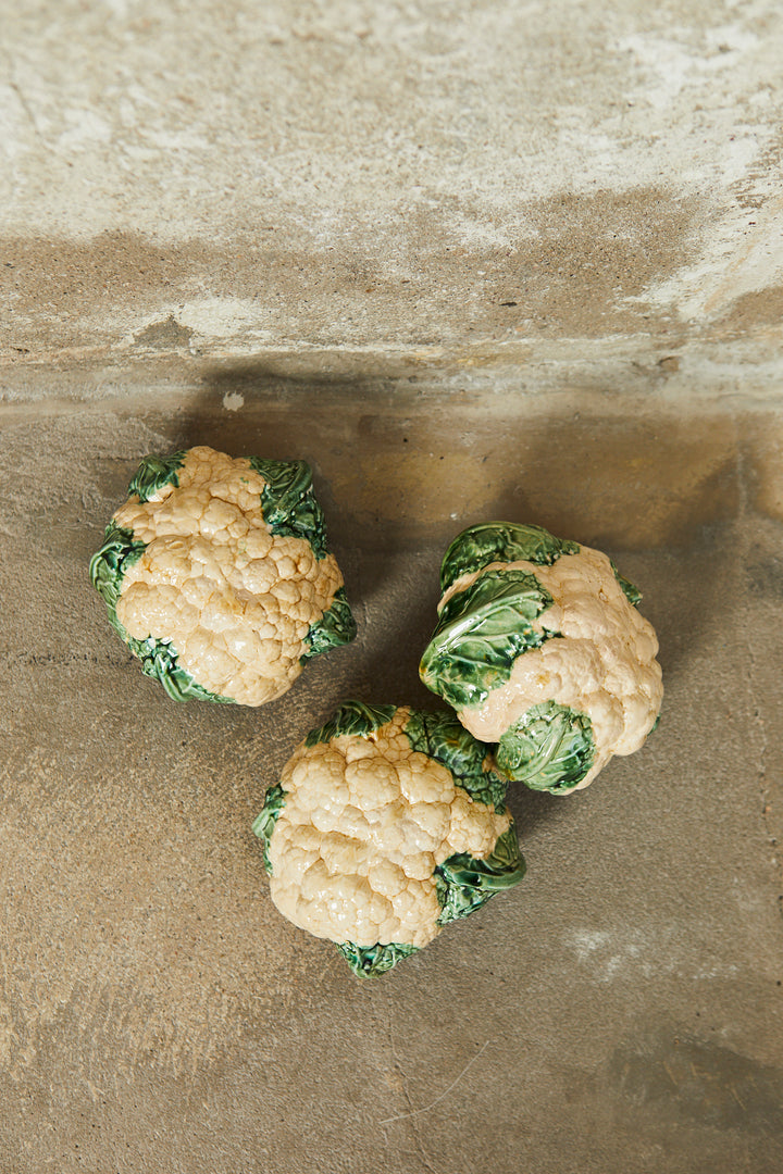 Coliflor réplica de cerámica esmaltado