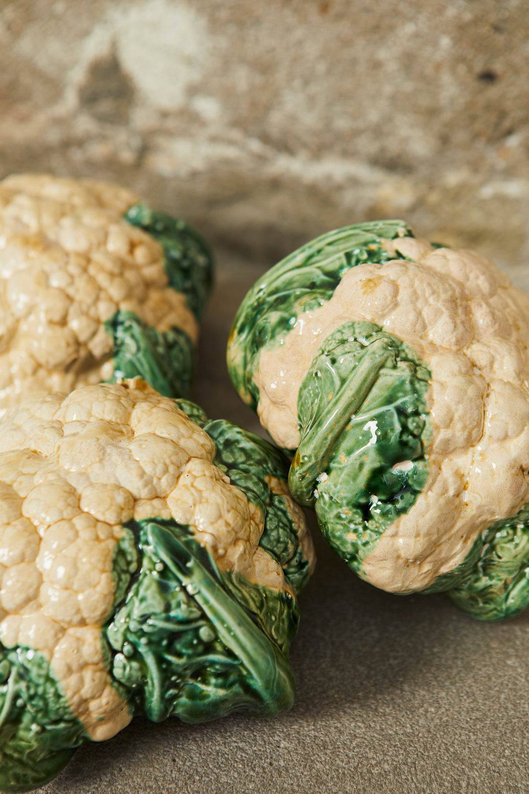 Coliflor réplica de cerámica esmaltado