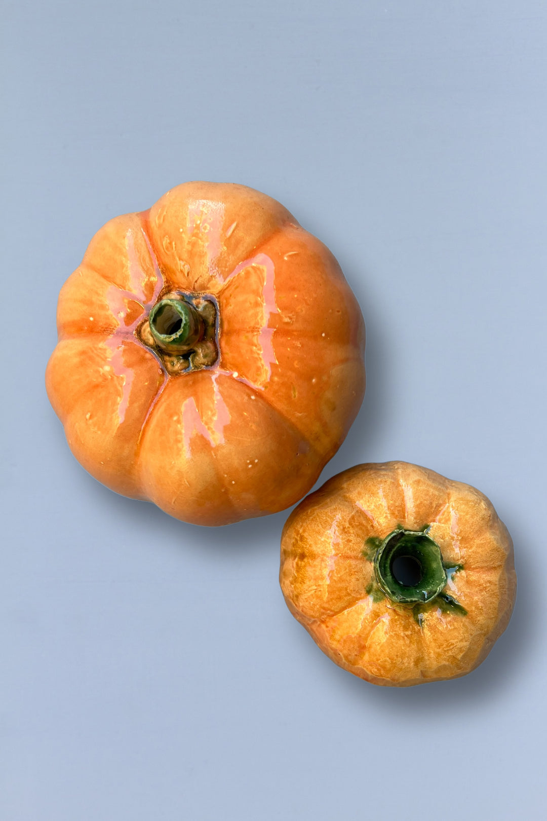 Calabaza réplica de cerámica esmaltado superior detalle