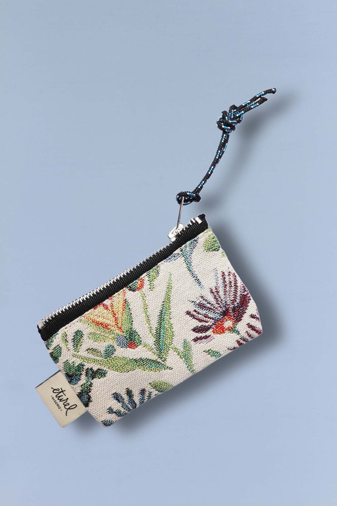 Monedero Tejido jacquard flores verdes superior