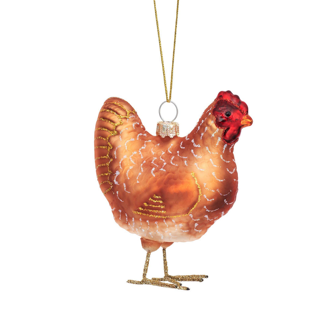 Gallina colgante de cristal - Adorno Navidad