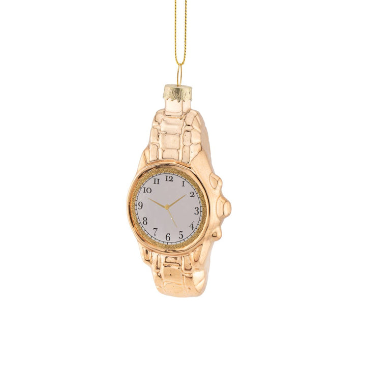 Reloj dorado colgante de cristal - Adorno Navidad | PREVENTA