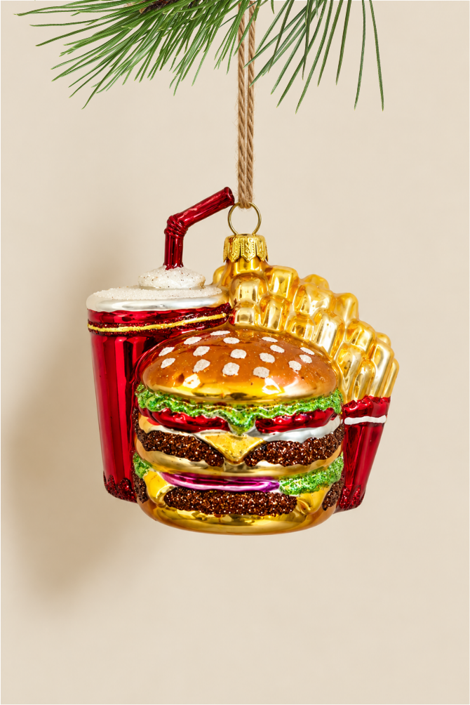 Menú hamburguesa colgante de cristal - Adorno Navidad