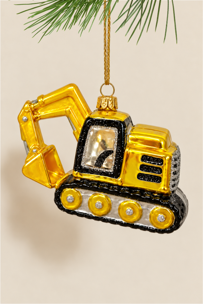 Excavadora colgante de cristal - Adorno Navidad
