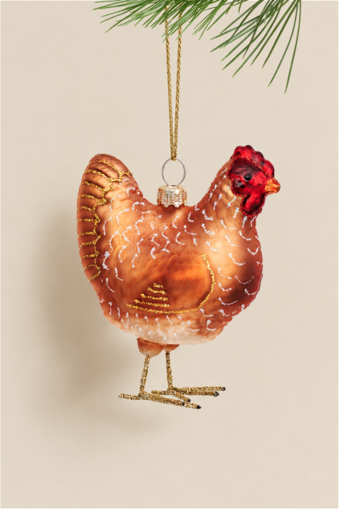 Gallina colgante de cristal - Adorno Navidad