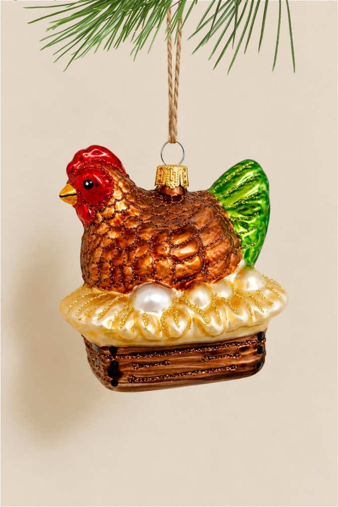 Gallina de corral colgante de cristal - Adorno Navidad