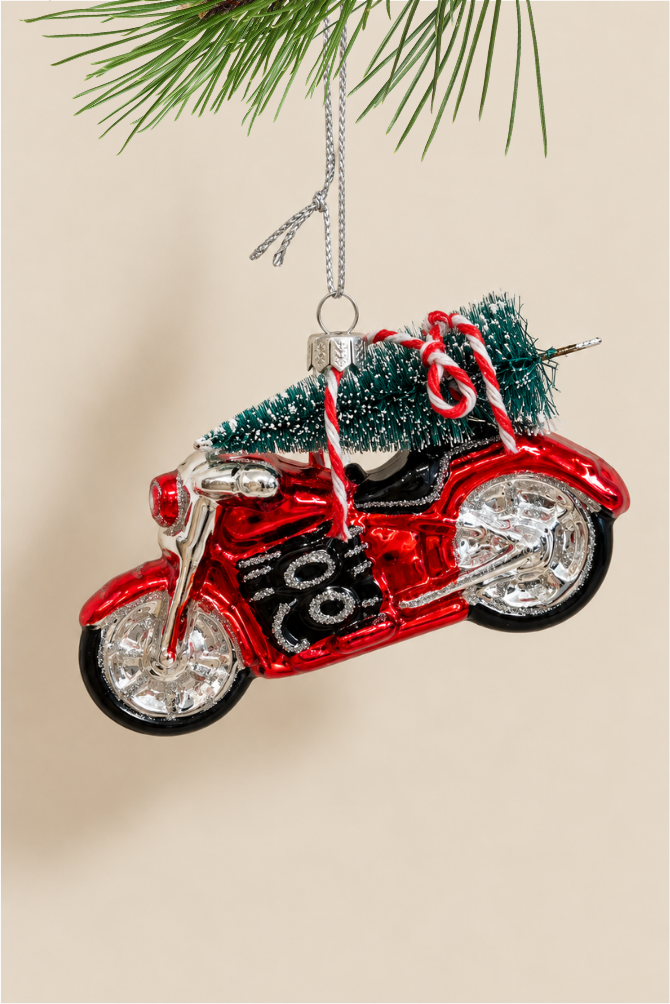 Moto con árbol colgante de cristal - Adorno Navidad