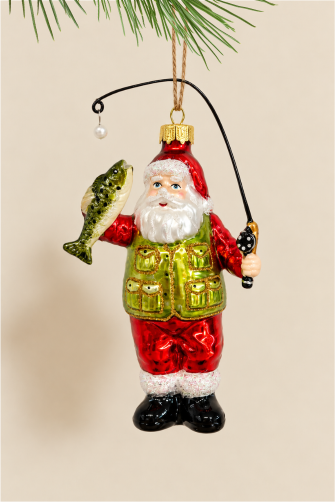 Papá Noel pescando colgante de cristal - Adorno Navidad