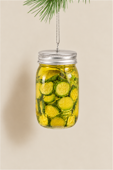 Tarro de pepinillos colgante de cristal - Adorno Navidad