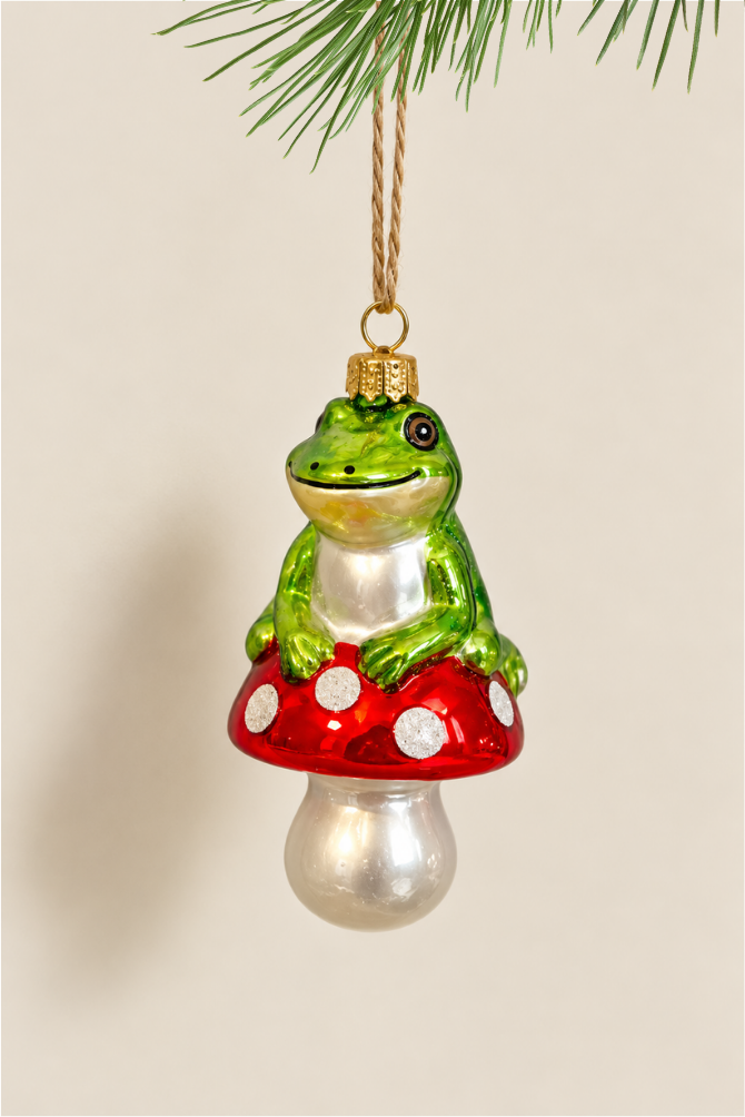 Rana sobre seta colgante de cristal - Adorno Navidad