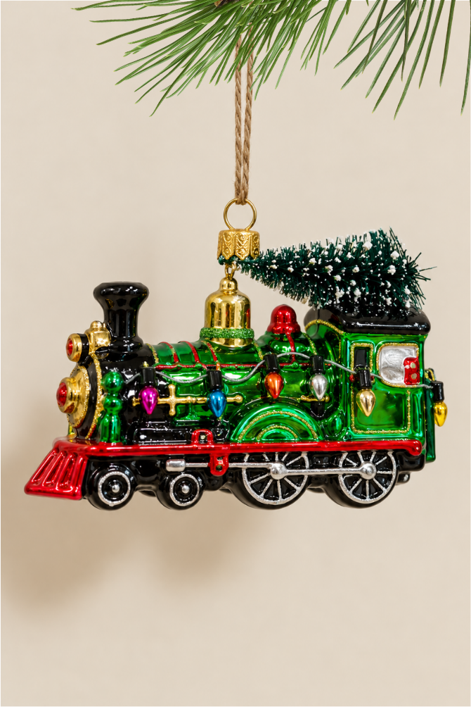 Tren navideño colgante de cristal - Adorno Navidad