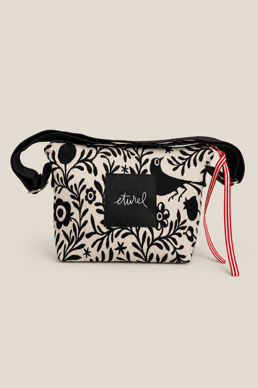Bolso bandolera jacquard granaíno beige