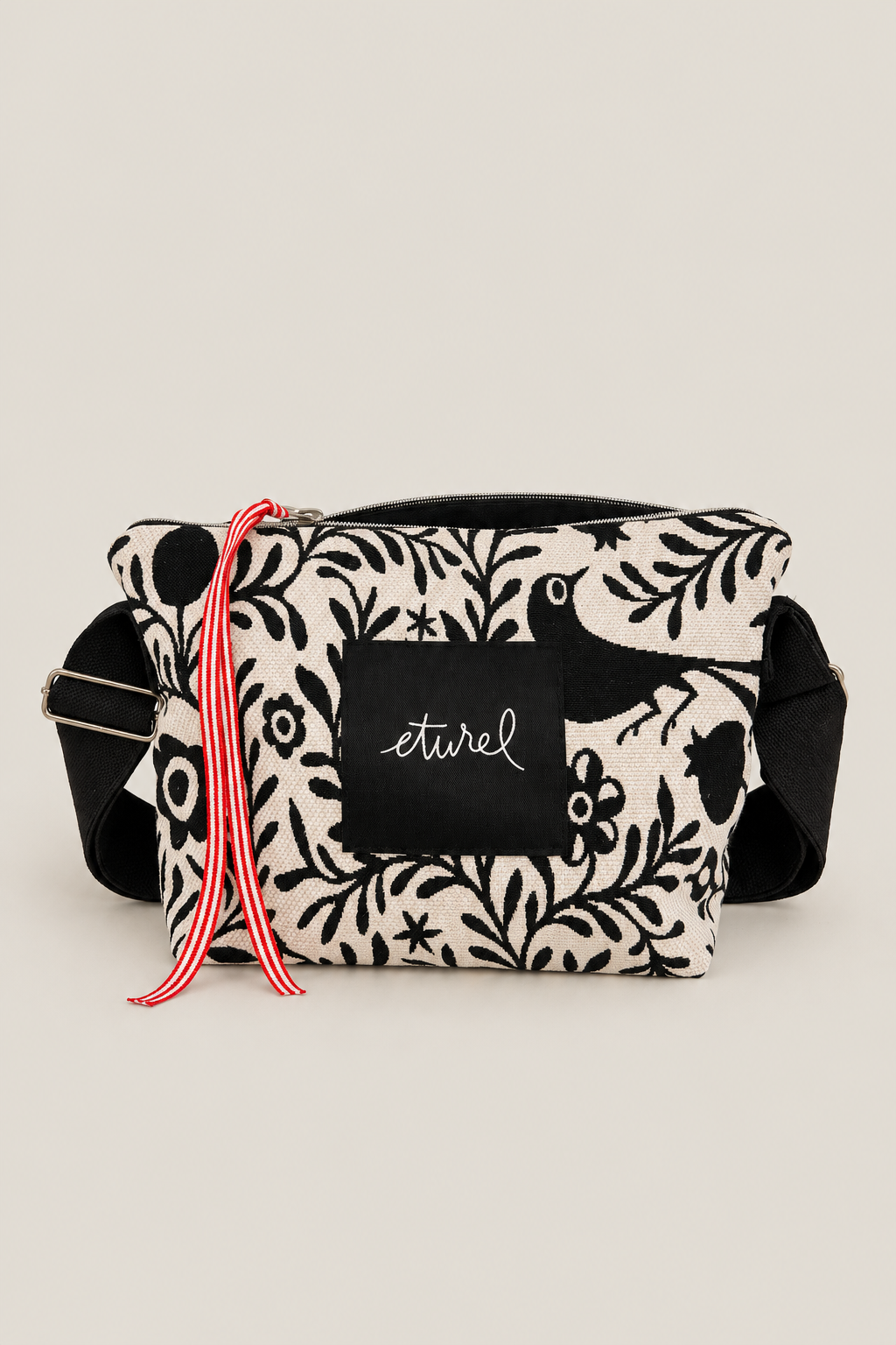 Bolso bandolera jacquard granaíno beige