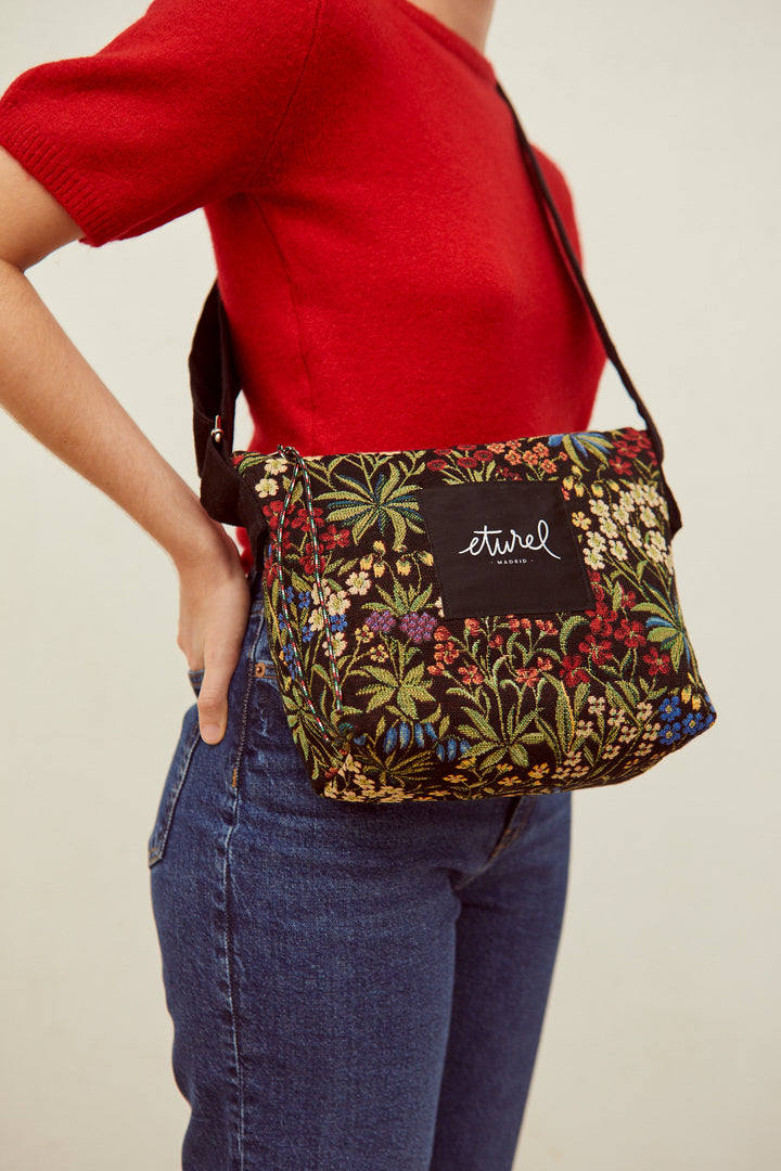 Bolso bandolera tejido jacquard margaritas