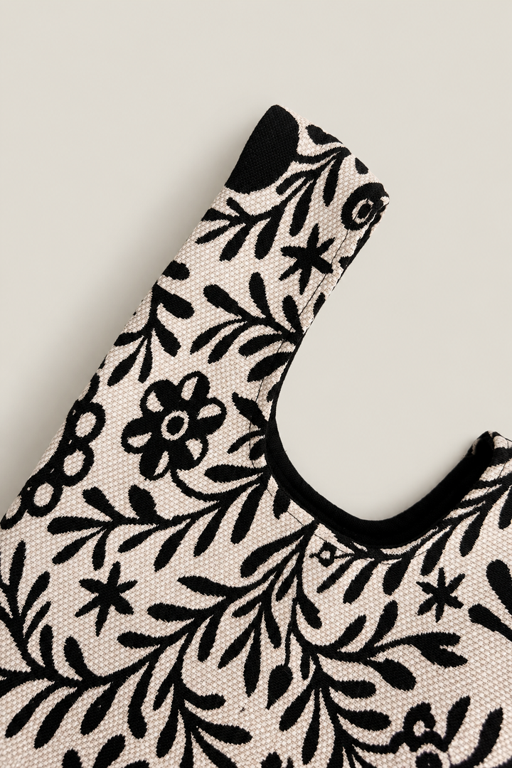Bolso hatillo mini jacquard granaíno beige