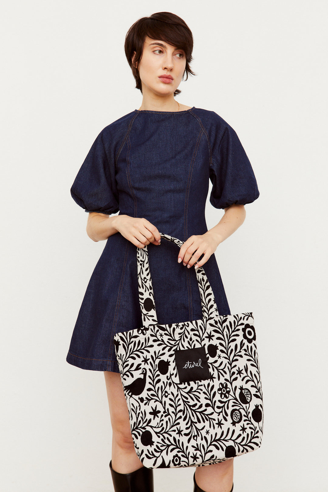 Tote bag jacquard granaíno beige