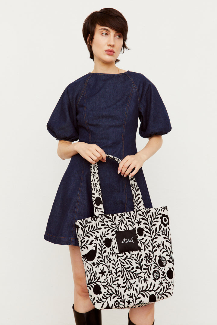 Tote bag jacquard granaíno beige