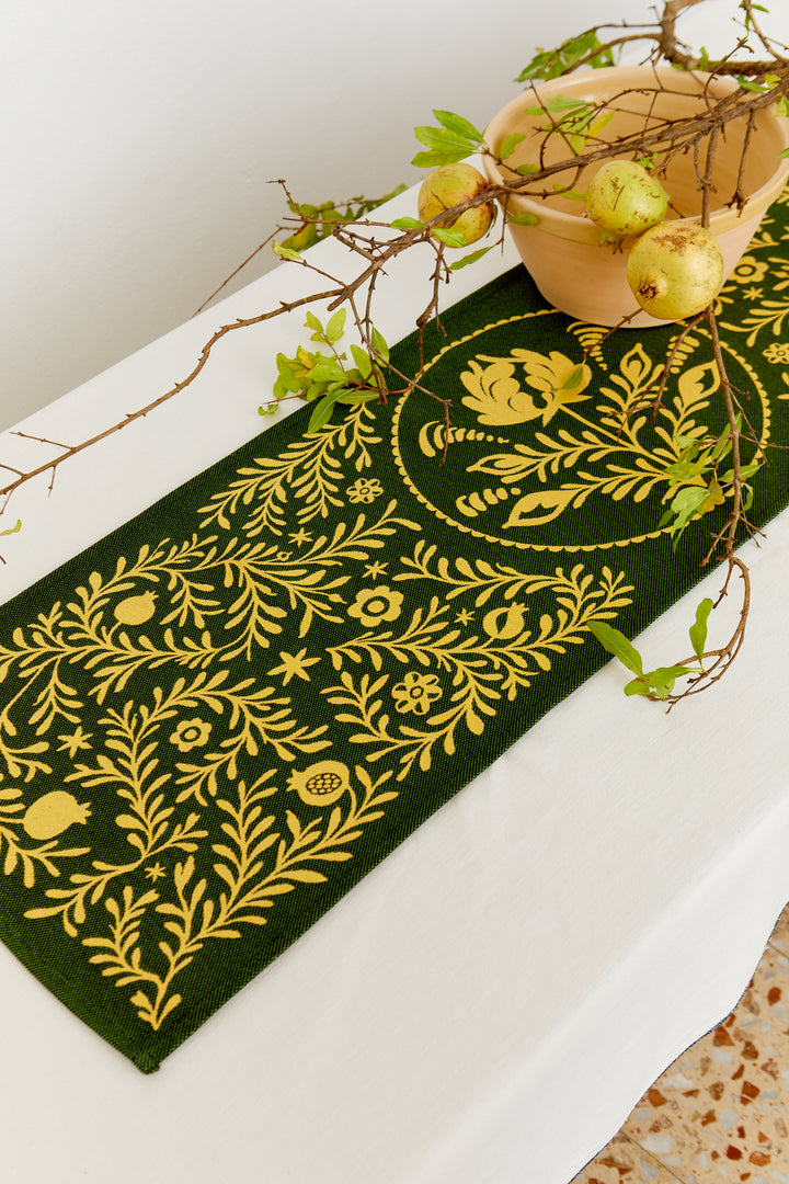 Camino de mesa jacquard granaíno amarillo