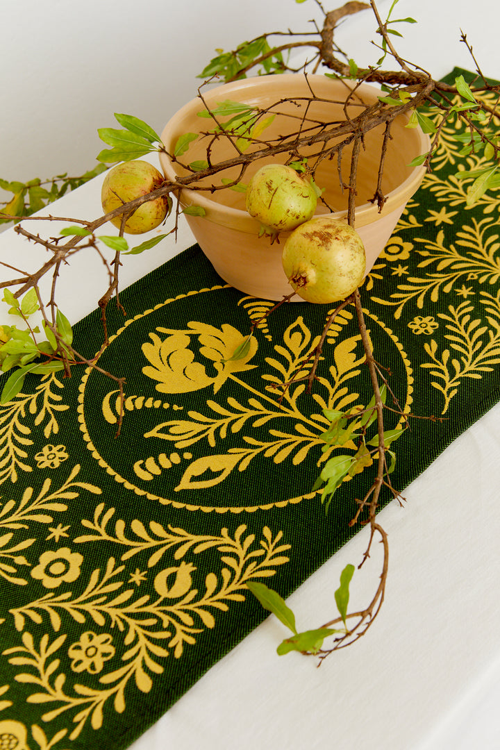 Camino de mesa jacquard granaíno amarillo