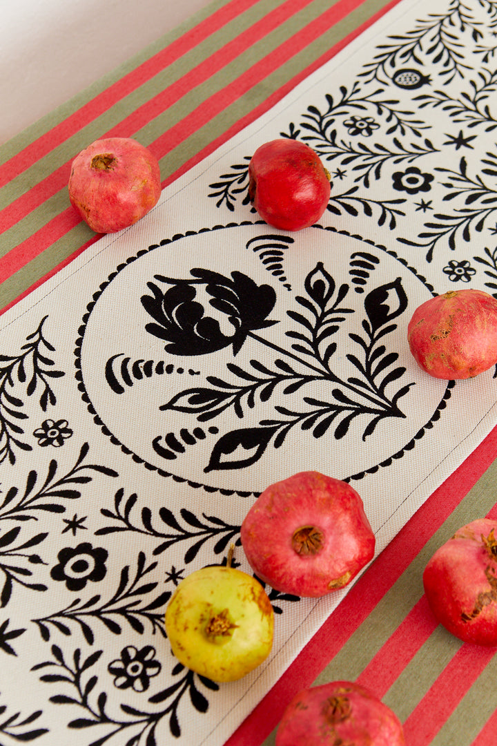Camino de mesa jacquard granaíno beige