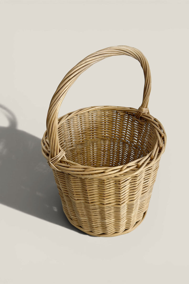 Cesta redonda mimbre blanco