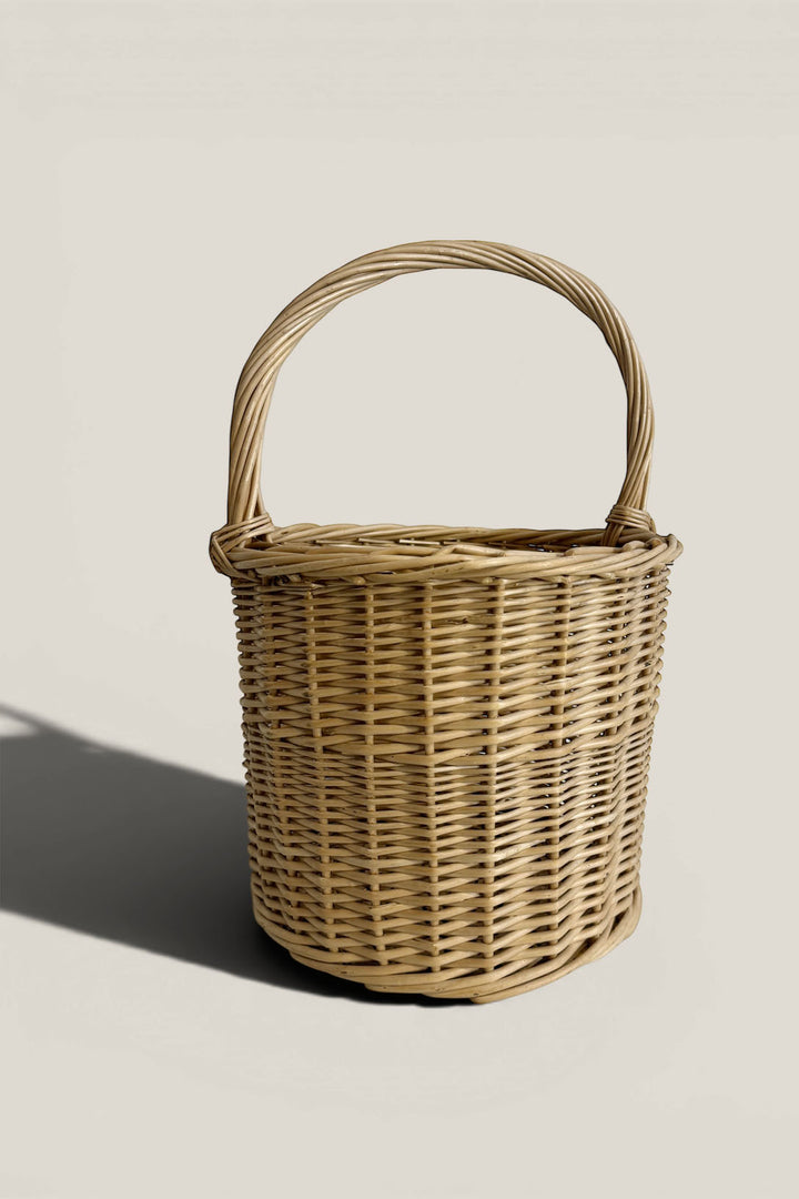 Cesta redonda mimbre blanco