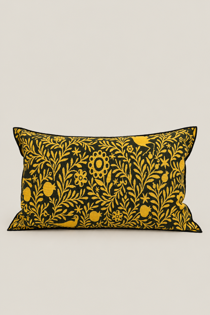 Funda cojín jacquard granaíno amarillo