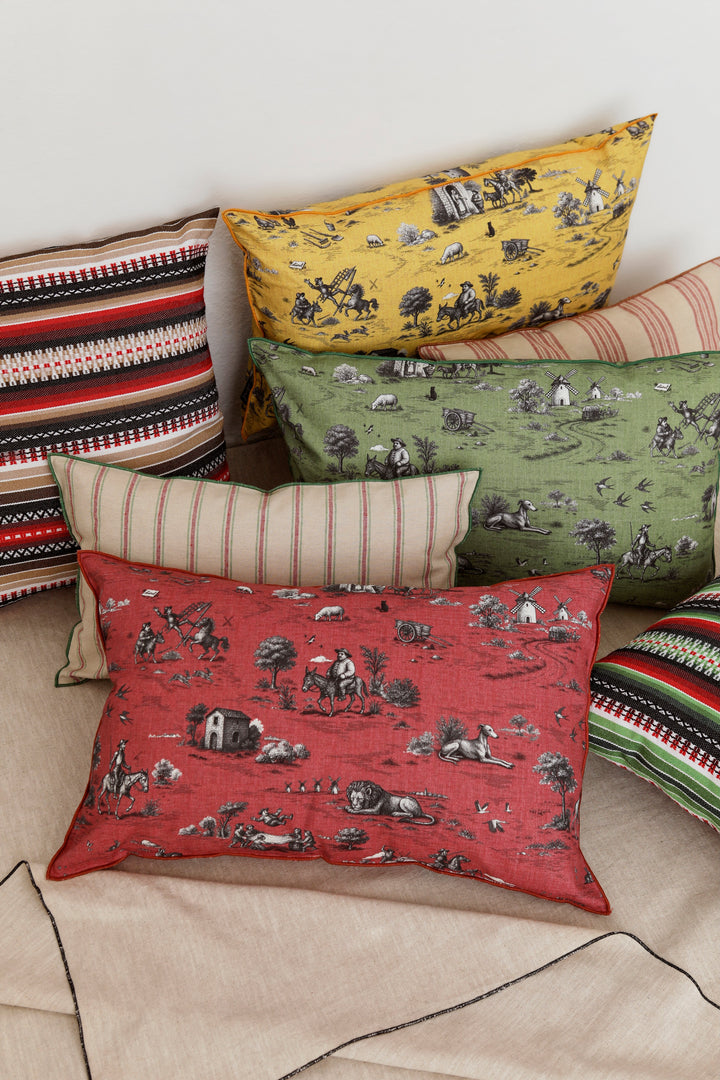 Funda cojín quijote verde