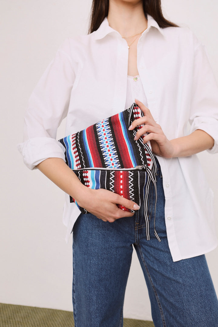 Neceser/estuche tejido manchego azul