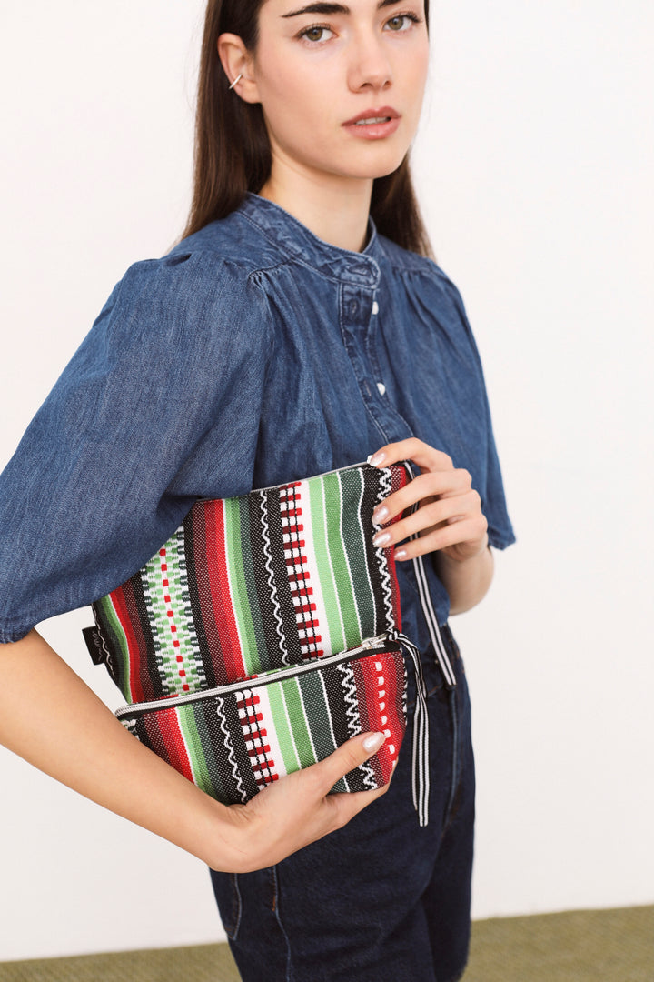 Neceser/estuche tejido manchego verde