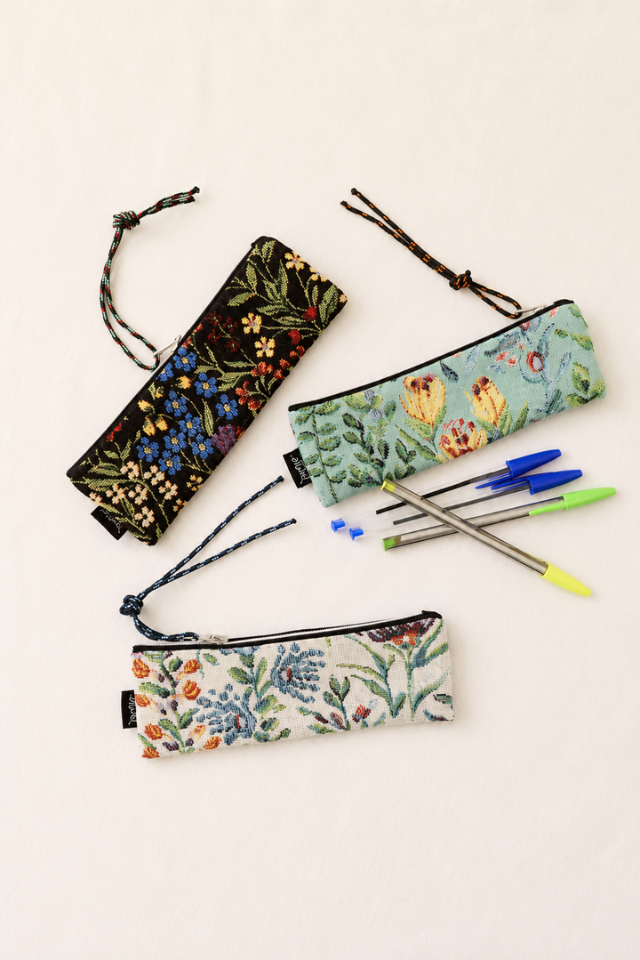 Estuche tejido jacquard flores
