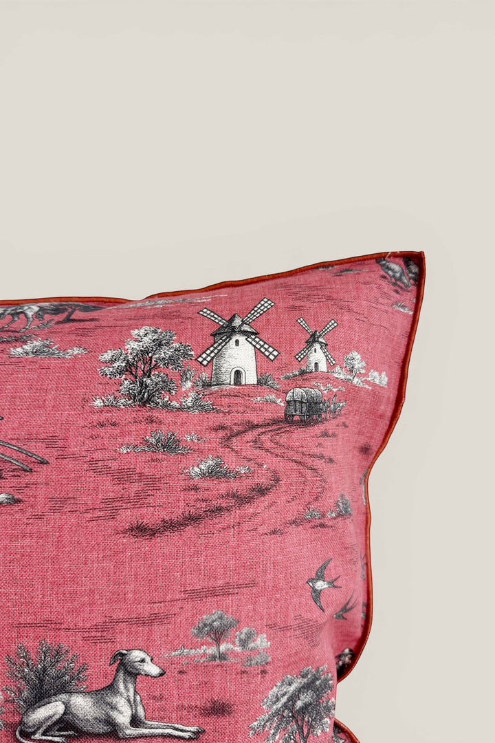 Funda cojín quijote rojo