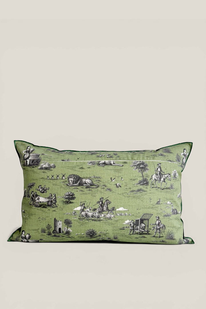 Funda cojín quijote verde