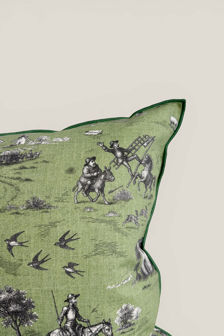 Funda cojín quijote verde