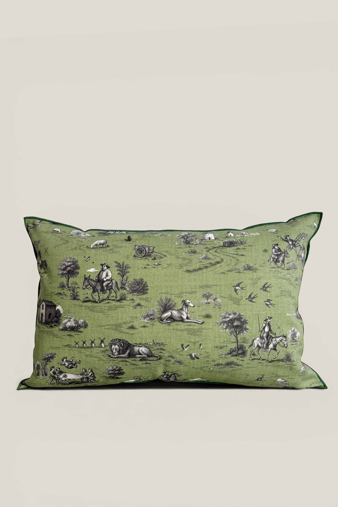 Funda cojín quijote verde