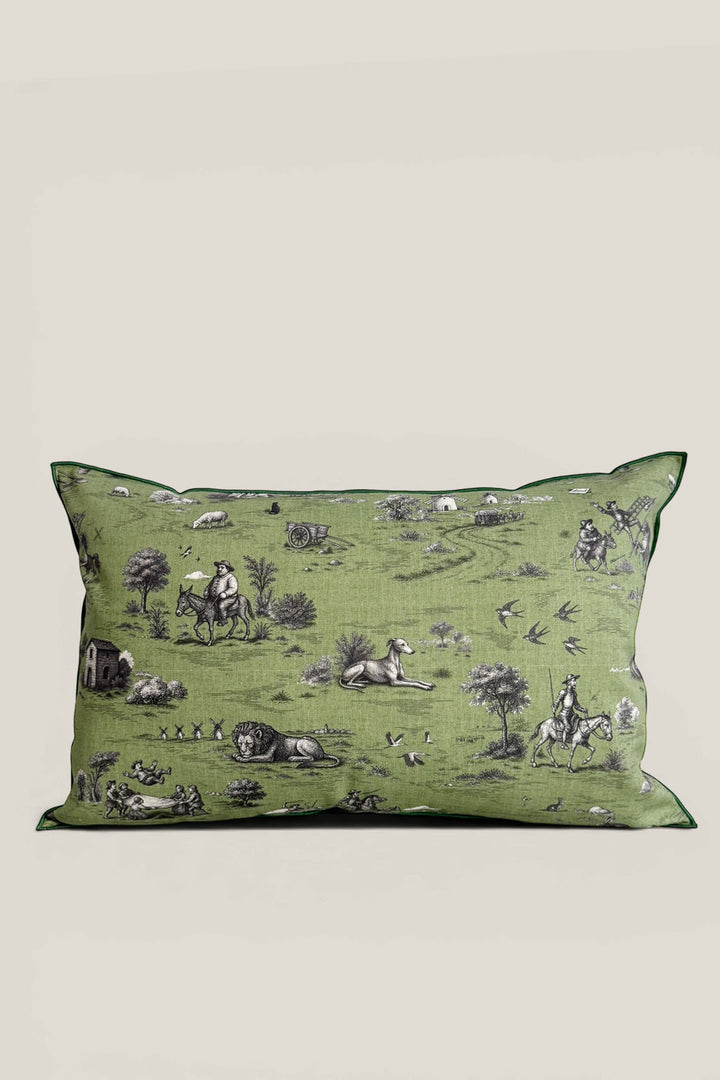 Funda cojín quijote verde